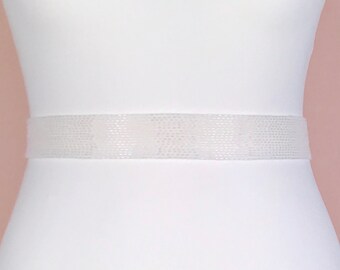 Bridal Belt, Beaded Bridal Belt, Bugle Bead Belt, Beaded Sash, Wedding Belt, Bride Belt Clasp, Made To Measure - ASTRID