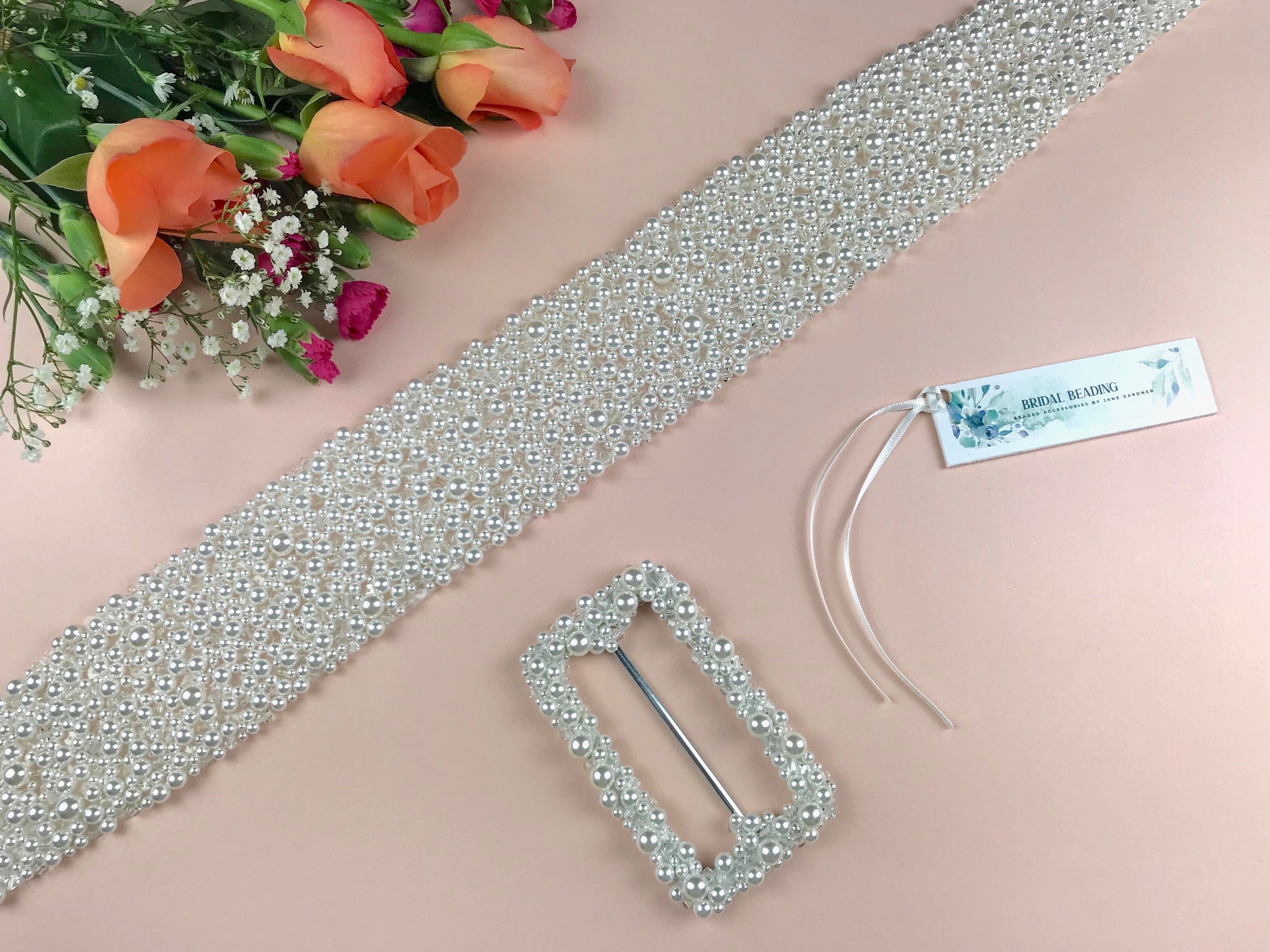 9457 Pearl Bridal Belt Handmade Beaded Wedding On Both il_fullxfull.1621903398_4wzl.jpg main image 2