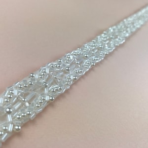 Handmade Pearl Bridal Belt: Thin Beaded Wedding Sash &quot;Emma&quot;