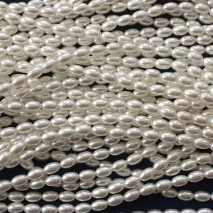5 x 7 mm Olives nacrées, avoine nacrée, ovales nacrés, olives nacrées ivoires, olives nacrées blanches, perles de mariée, perles de mariage, perles d'imitation
