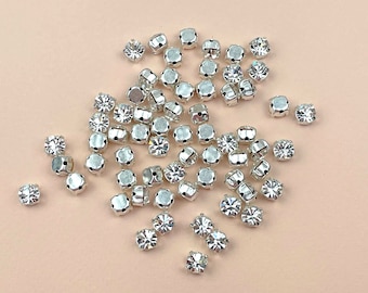 Preciosa Crystal Chaton Montees: Sew-On Rhinestones, Silver Setting (6.5mm, 30ss)