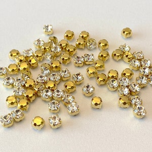 Preciosa Crystal Chaton Montees: 4.5mm Sew-On Gold Setting