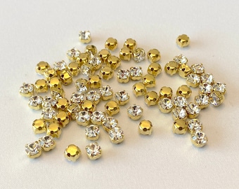Preciosa-chaton-sleutelhangers: 4,5 mm goudgestikte instelling