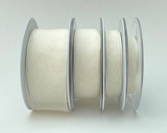 Bridal White (Ivory) (Shade 419) Berisford Super Sheer Organza Ribbon. 10mm - 40mm Made In UK