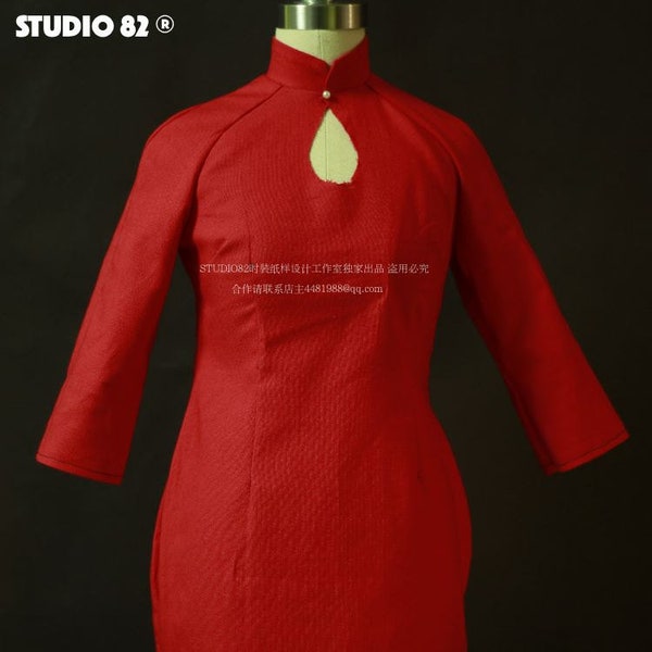 Modern Cheongsam Style dress (raglan and moon neck design) PDF Sewing Pattern