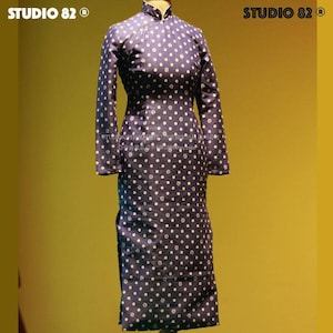 PDF Cheongsam Sewing Pattern/Qipao Sewing Pattern/long sleeves , Mandarin collar, Slanting Jin, high slits , lining,With VIDEO tutorial