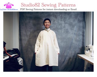 Digital Sewing Pattern: Men's Áo Ngũ Thân (Five-Panel Robe)