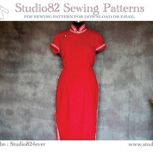 9.5cm short sleeve cheongsam sewing pattern/ qipao sewing pattern/PDF sewing pattern
