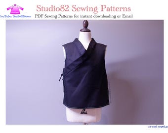 Digital Sewing Pattern of Shaolin Temple Style of Mens Sleeveless Wrap Vest