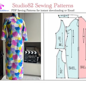 Modern Cheongsam Style dress (raglan and water drop neck design) PDF Sewing Pattern