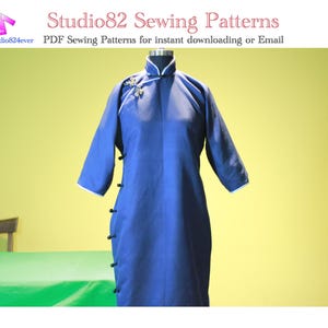 Digital Sewing Pattern: Vintage-Inspired Qipao Sewing Pattern – Flat-Cut, Mid-Length Sleeve, Knee-Length, Side-Closure with Mandarin Collar