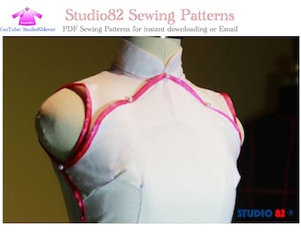Digital Sewing Pattern: Mandarin Collar Sleeveless Cloud-Shape Double Front Placket Qipao