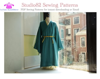 Digital Sewing Pattern: Ming Style Cross Collar Wide-Sleeve Robe (长衣 直裰)