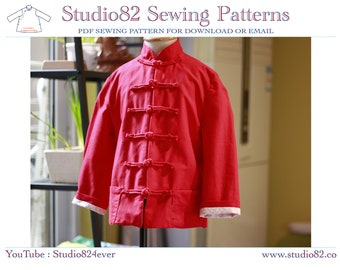 Authentic Traditional Cheongsam Coat Pattern for BOY (with PDF&Video tutorial），Size 2Y~15Y