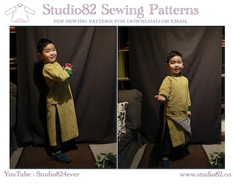 Boy's Cheongsam Sewing Pattern with Lining (A4 Print, Video Tutorial)