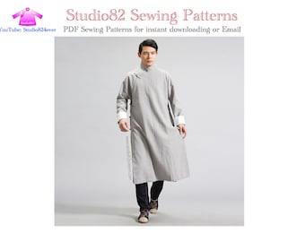 Men's Cheongsam Sewing Pattern with Lining (Digital Download)