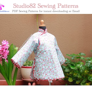 Cyfrowy wykrój do szycia: Tradycyjny chiński top qipao (cheongsam) z rozcięciem z boku (jednoczęściowy, ciągły krój)