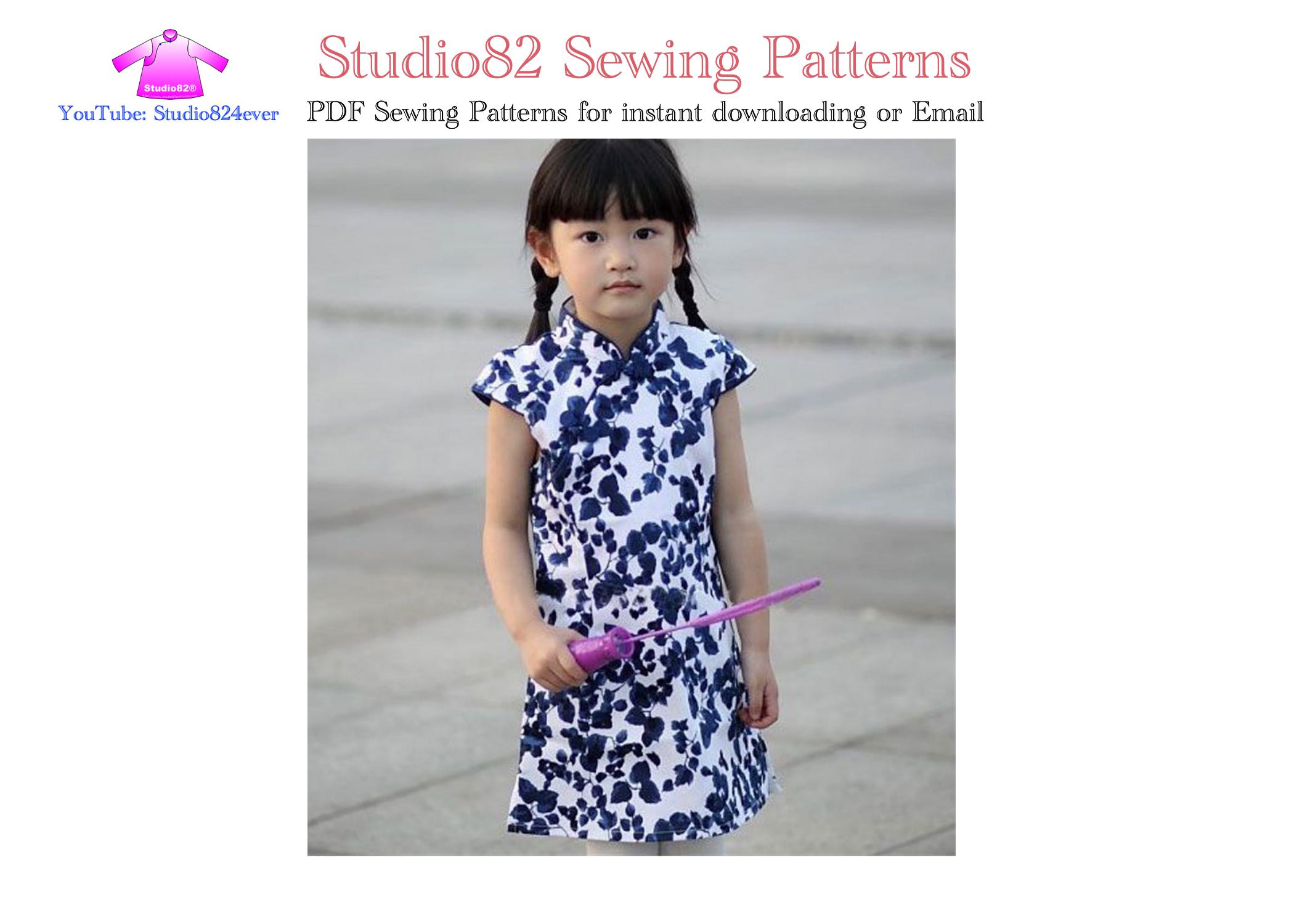 Robe Qipao Pour Fille - Style Chinois Cheongsam - Manches Courtes, Imprimé Floral - Pour Nouvel An, Anniversaire, Fête - Tissu Doux Extensible