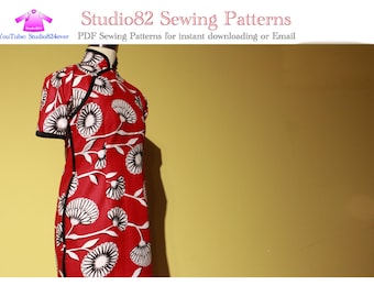 Digital Sewing Pattern:Cheongsam (Qipao) Short-Sleeved Continuous Shoulder Sleeve Sewing Pattern
