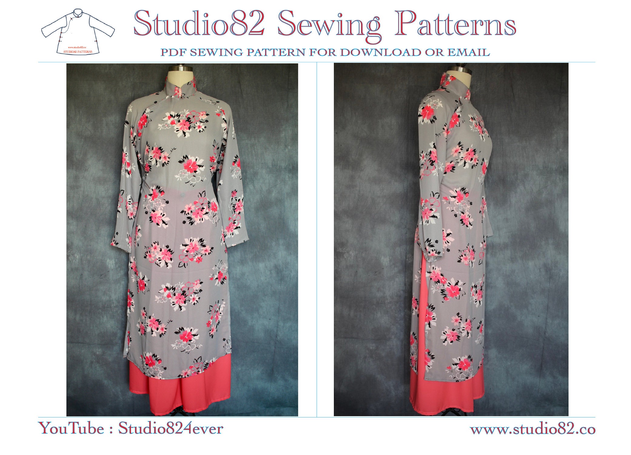 Áo Dài Sewing Pattern in PDF Format / STUDIO82 -  Canada