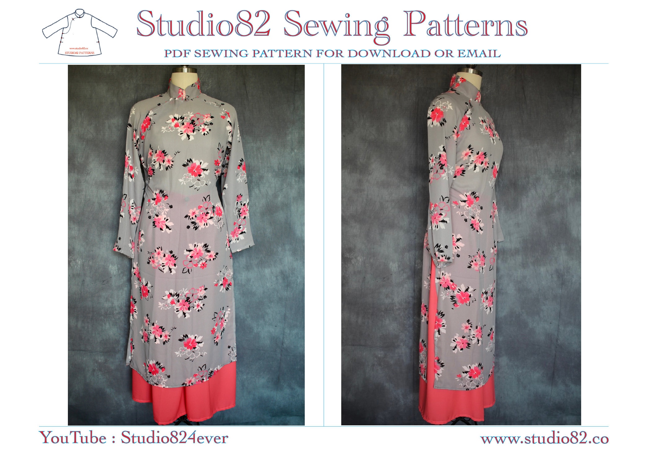 Áo Dài Sewing Pattern in PDF Format / STUDIO82 