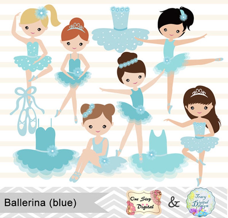 Blue Ballet Girl Clip Art Digital Ballerina Clipart Cute Little Girl Clipart 0181 Blue Ballet Dancer Clip Art Dancing Girl Clipart
