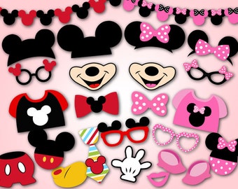 Printable Mickey Mouse PhotoBooth Props, Pink Minnie Photo Booth Props, Minnie and Mickey Inspired Party, Digital Photo Booth Props 0189