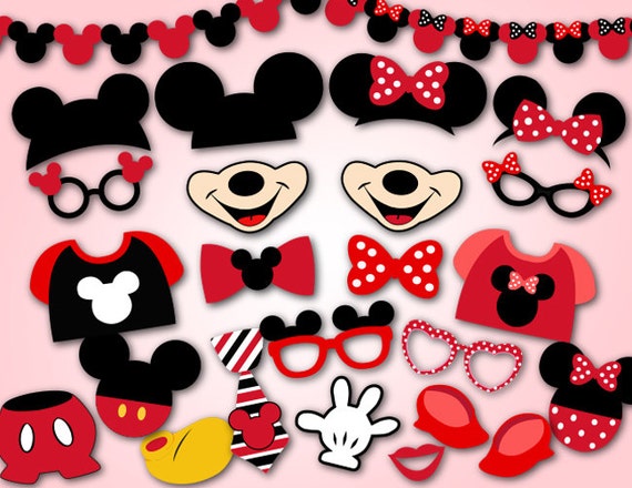 Printable Mickey Mouse PhotoBooth Props Red Minnie Photo | Etsy