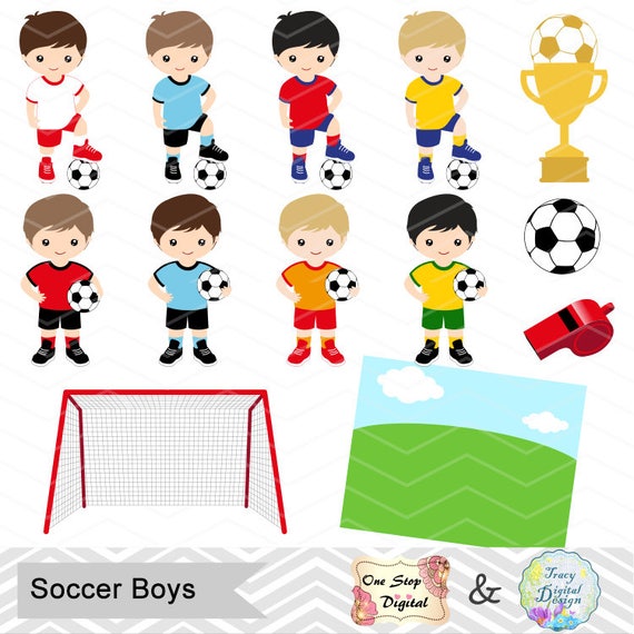 Digital Boys Soccer Clipart Boy Soccer Digital Clip Art Etsy