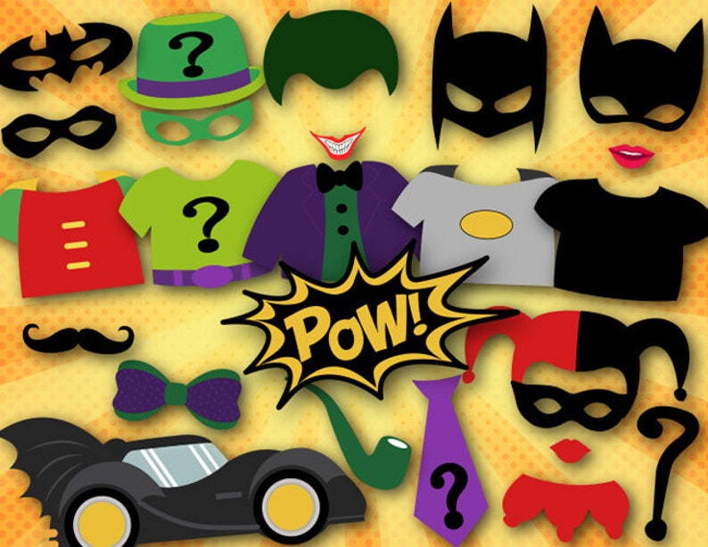 Printable Superhero Photo Booth Props Batman Digital Photo | Etsy