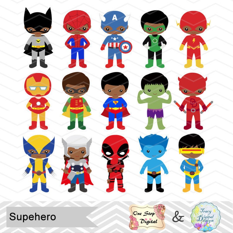 30 African American Little Boy Superhero Digital Clip Art Boys Superhero Clipart African American Superhero Party Superhero Boy Combo 0275