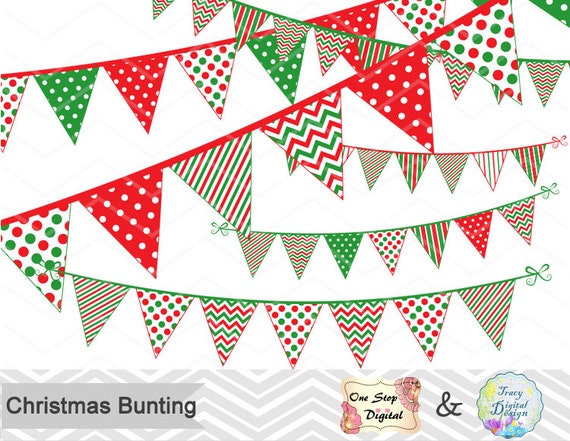 Digital Christmas Bunting Clipart Christmas Banner Clip Art Etsy