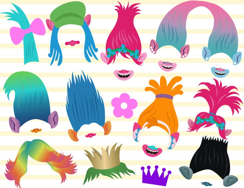 Free Trolls Photo Booth Props Printable