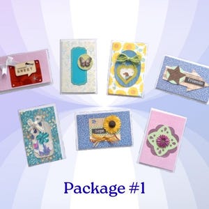 Hand Decorated Cute Mini Cards, Gift Bag Size, Variety Pack, Lunchbox Love Note