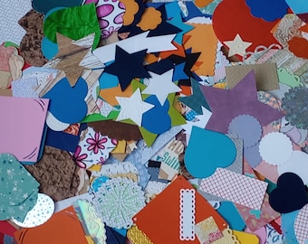 On sale! 200+ Pieces Scap Pack/Grab Bag of Die Cuts Paper Shapes Variety, Scrapbooking, Papercrafting Stash