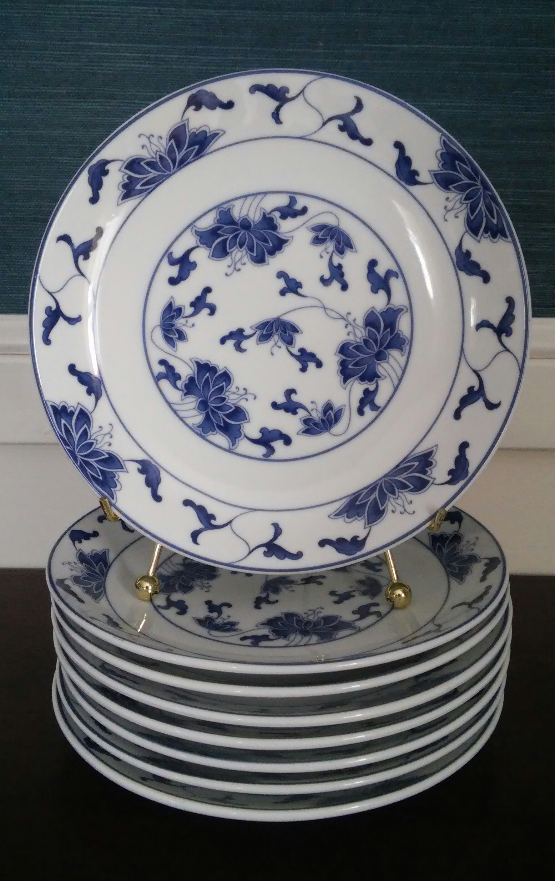 Vintage Blue and White Porcelain Plates Floral Dishes Etsy