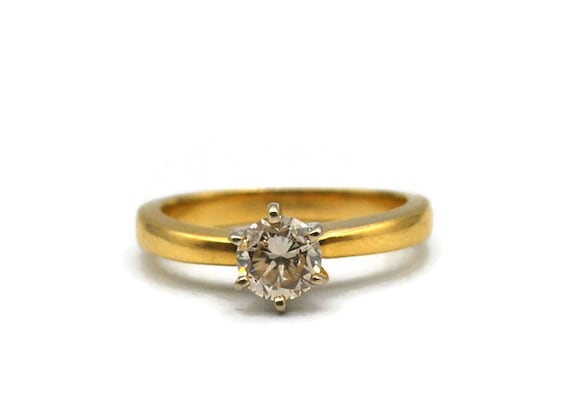 14K Yellow Gold Diamond Solitaire Ring #264266637… - image 1