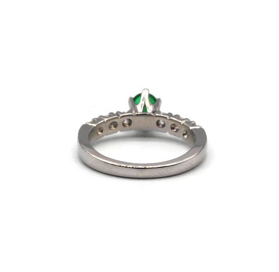 18K White Gold Diamond Emerald Solitaire Ring #25… - image 6