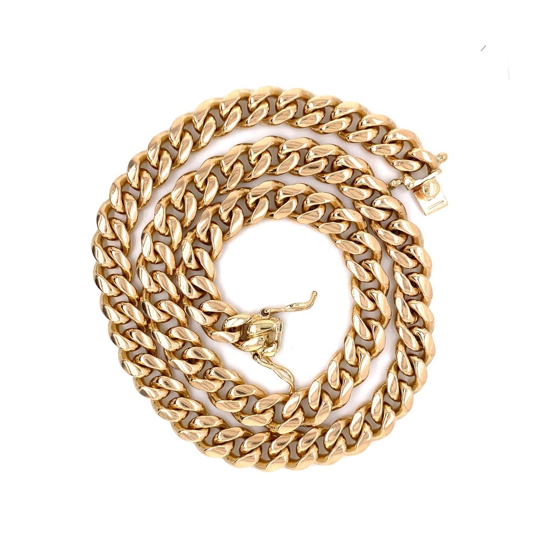 Collana Con Catena A Maglie Cubane Miami In Oro Giallo Bianco 14K - Foto 5