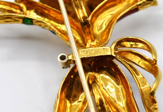 18k Yellow Gold Multicolor Enamel Diamond Accent … - image 5