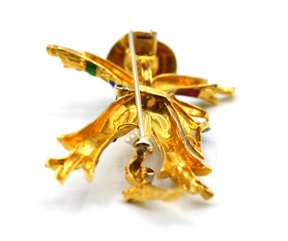 18k Yellow Gold Multicolor Enamel Diamond Accent … - image 6