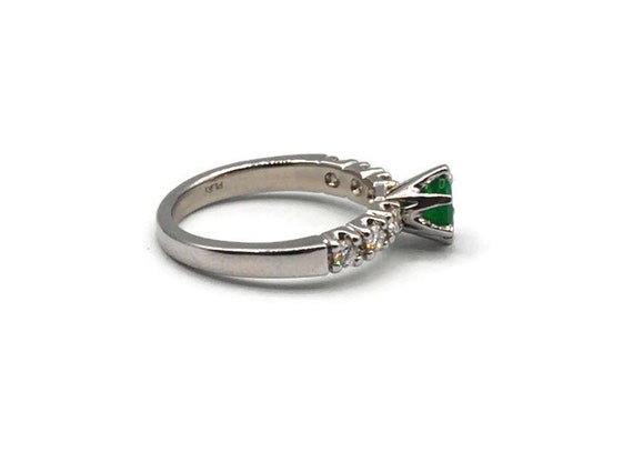 18K White Gold Diamond Emerald Solitaire Ring #25… - image 2