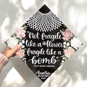 Custom RBG Graduation Cap Topper - Political Feminist Grad Cap Topper - Custom Graduation Cap Decoration