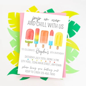 Popsicle Party Printable Invitation - Hand Illustrated Popsicle Birthday Invite - DIY Birthday Invitation Template