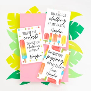 Editable Popsicle Favor Tags - Popsicle Birthday Party - Thank You Favor TagsTemplate - Popsicle Birthday Favors