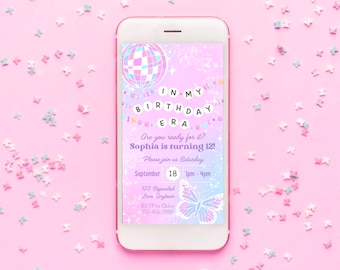 Invitación digital de pulsera de la amistad - Invitación móvil de cumpleaños - Invitación de cumpleaños ilustrada a mano - Plantilla de invitación DIY