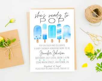 Ready to Pop Popsicle Shower Printable Invitation - Popsicle Baby Shower Invite - DIY Baby Shower Invitation Template