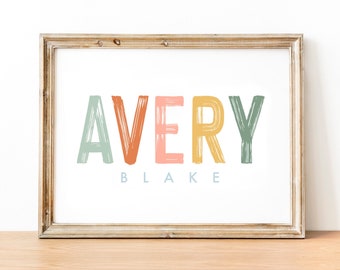 Custom Name PRINTABLE Art - Custom Name Sign - Personalized Baby Name Sign