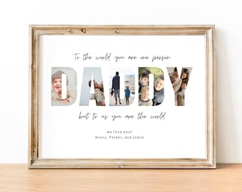 INSTANT DIY Fathers Day Gift Photo Collage - Printable Photo Collage - Custom Father&#39;s Day Gift - Gift For Dad
