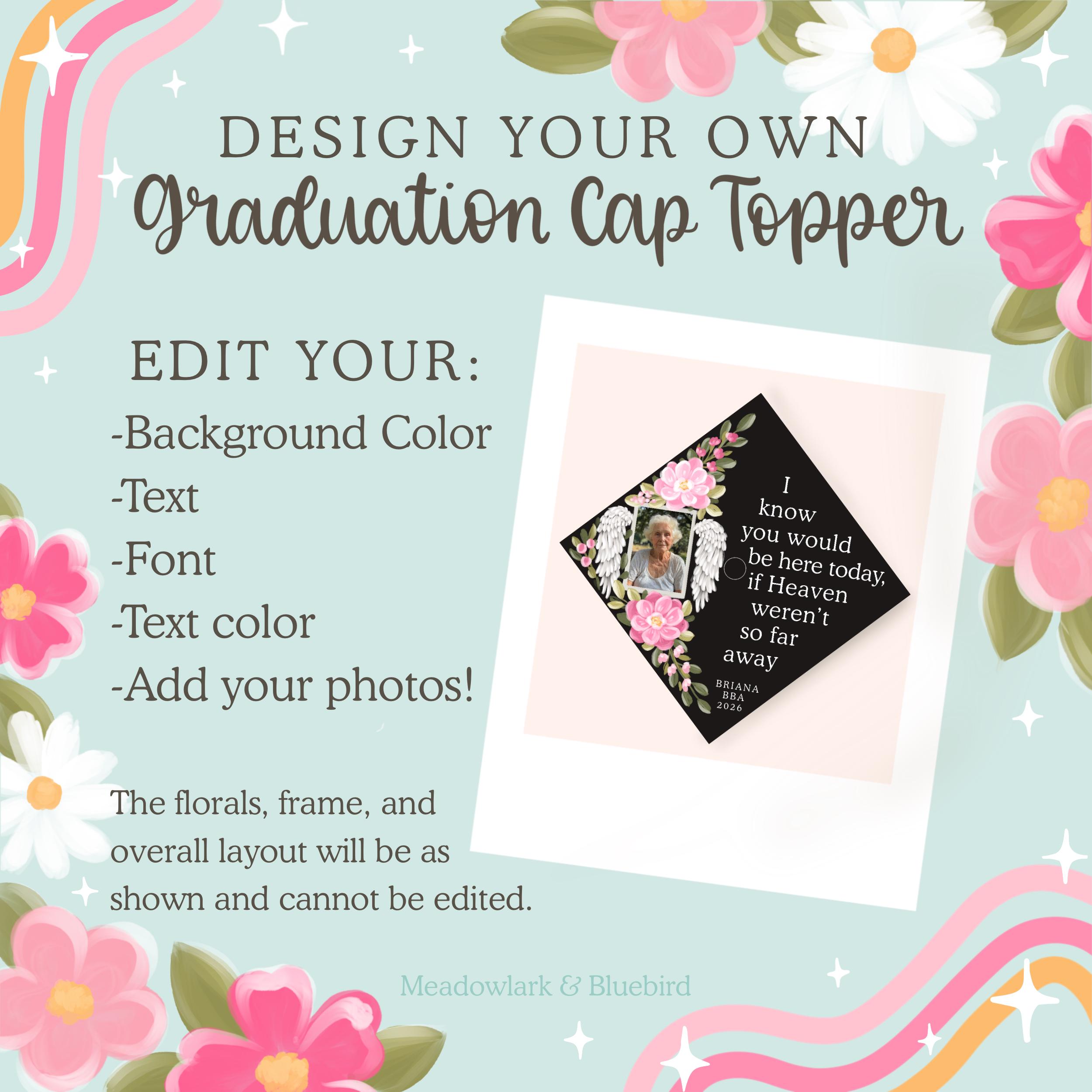 DIY Photo Memorial Graduation Cap Topper Template - Angel Grad Cap ...